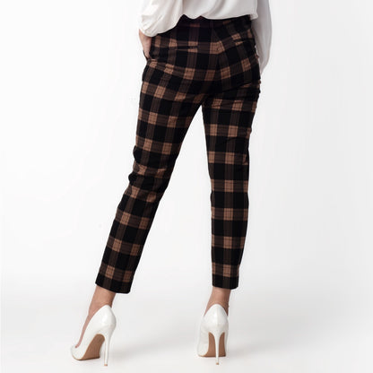 Benhill Celana Tartan Wanita "Narae" Plaid Pants Kotak Brown 263-32582