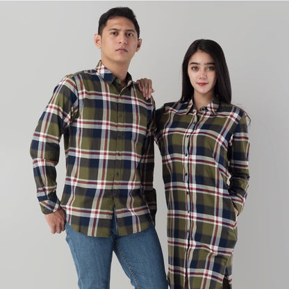 Benhill Kemeja Tunik Couple  Flannel Kotak Hijau 0727-11735-28075-11733