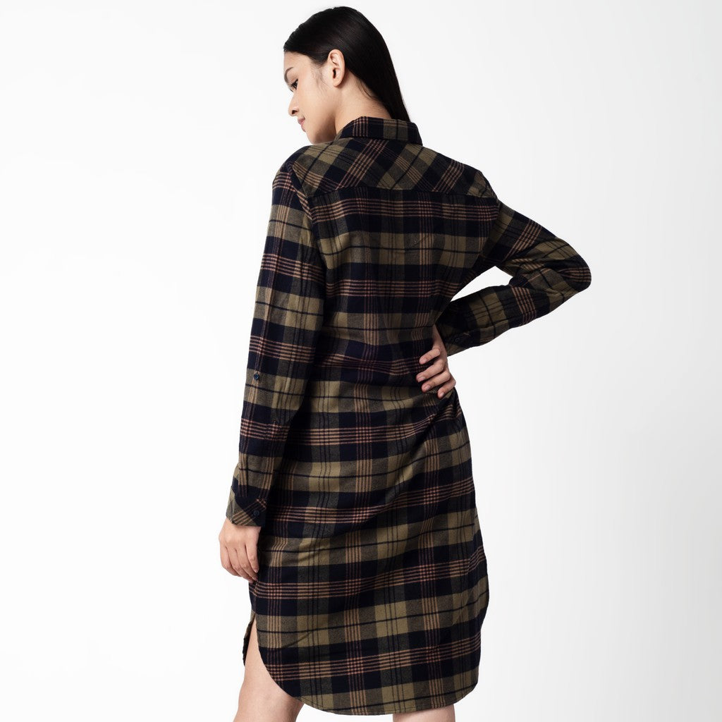 Benhill Kemeja Tunik Flannel Wanita Kotak Hijau 0679-11735