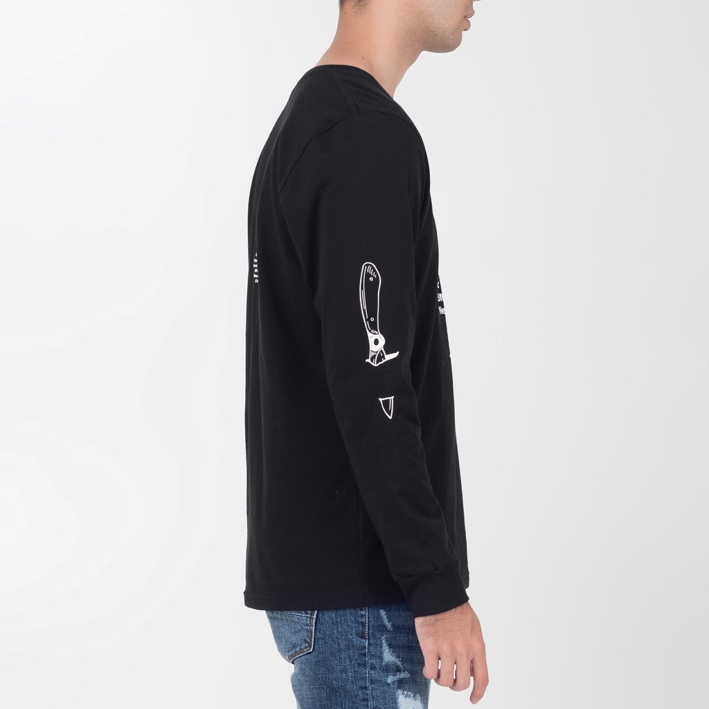 Benhill Kaos Grafis Katun 30s Combed Lengan Panjang Hitam 353-35272