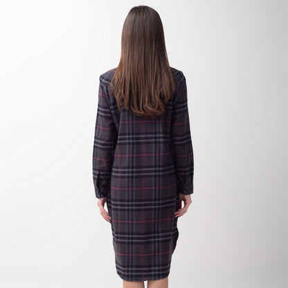 Benhill Kemeja Tunik Flannel Wanita Kotak Abu 292-11635