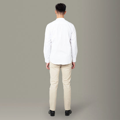 Benhill Kemeja Pria Koko Lengan Panjang Cotton Dobby Putih 11-16-13171