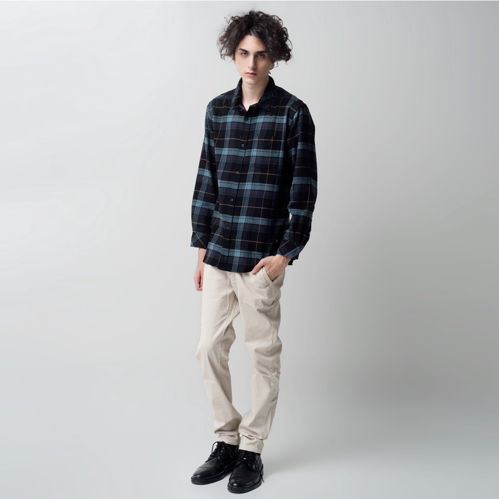 Benhill Kemeja Pria  Flanel Panjang  Kotak Abu 28909-11633