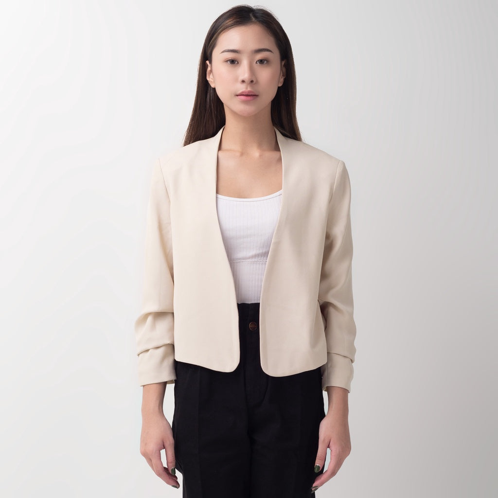 Benhill "Nayeon" Blazer Kerja / Outer Wanita Premium  Lengan Serut  Beige 797-39599