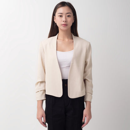 Benhill "Nayeon" Blazer Kerja / Outer Wanita Premium  Lengan Serut  Beige 797-39599