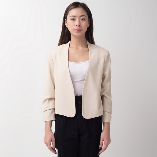 Benhill "Nayeon" Blazer Kerja / Outer Wanita Premium  Lengan Serut  Beige 797-39599