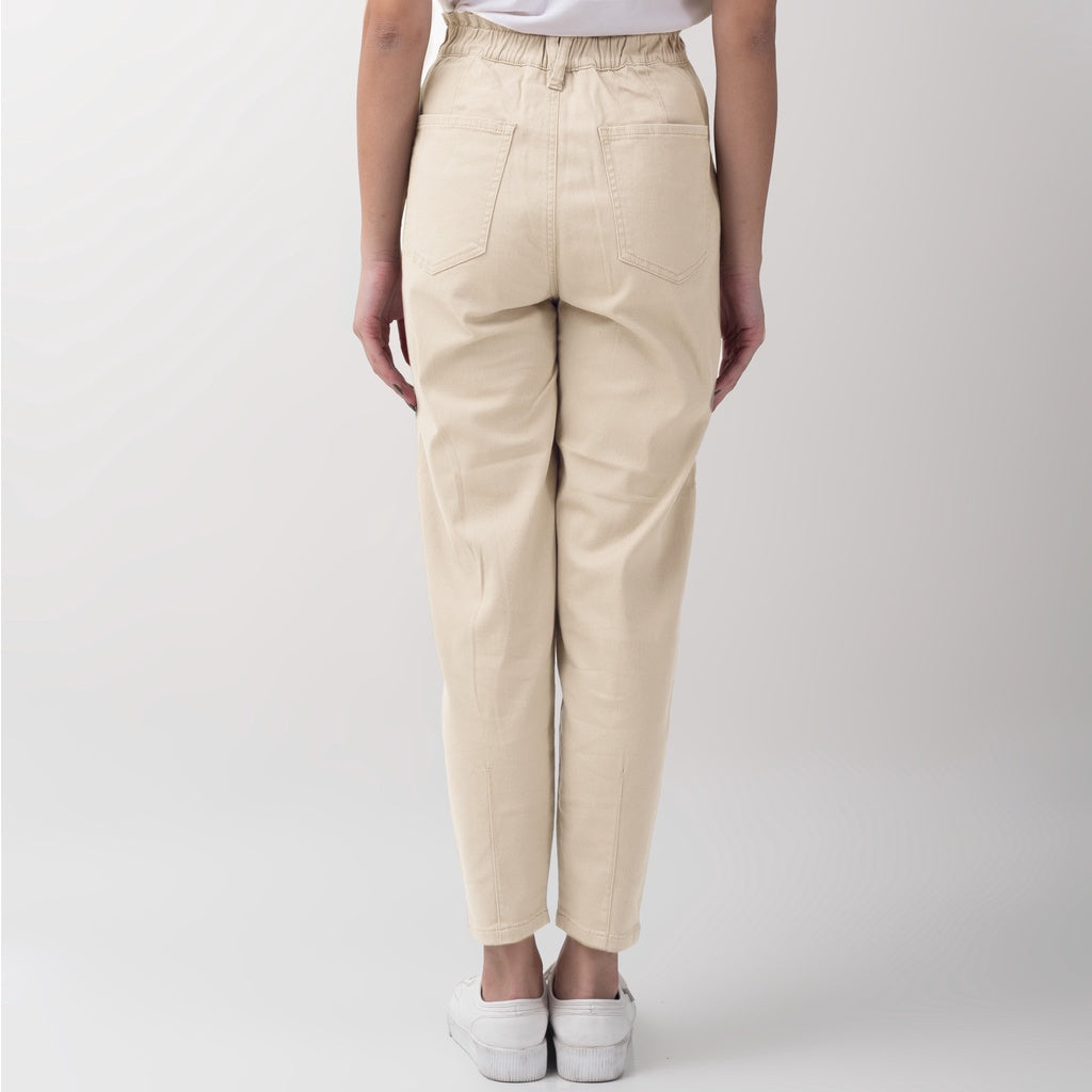 Benhill "Minji" Celana Panjang High Waist Wanita Beige  988-22955