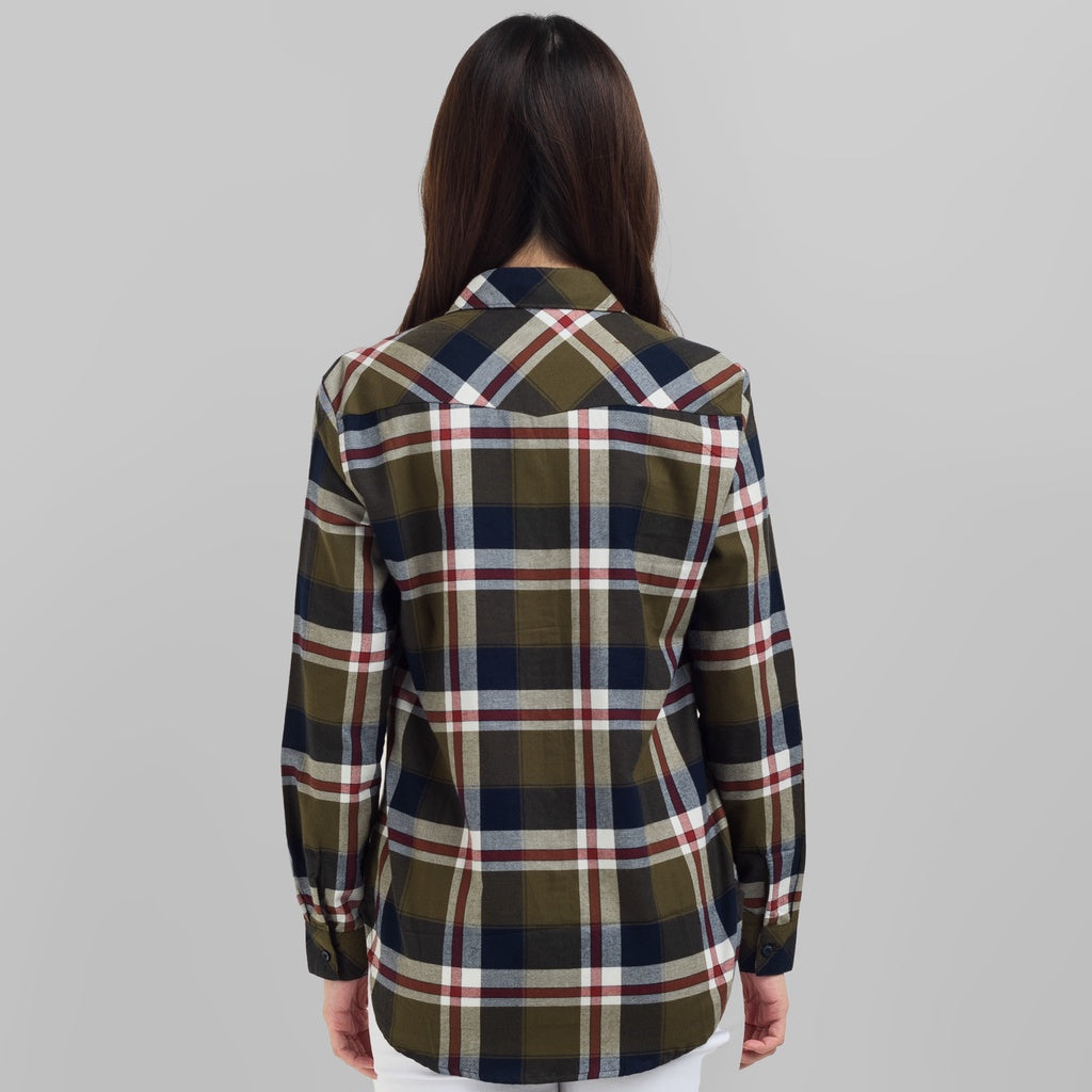 Benhill Kemeja Wanita Flannel  Lengan Panjang Kotak Hijau 768-11762