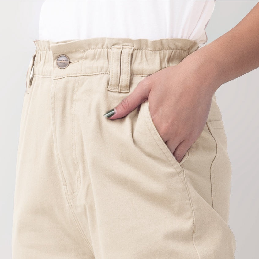 Benhill "Minji" Celana Panjang High Waist Wanita Beige  988-22955