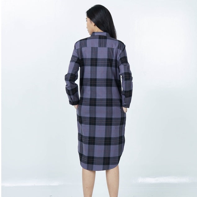 Benhill Kemeja Tunik Flannel Wanita Kotak  Abu-0713-11635