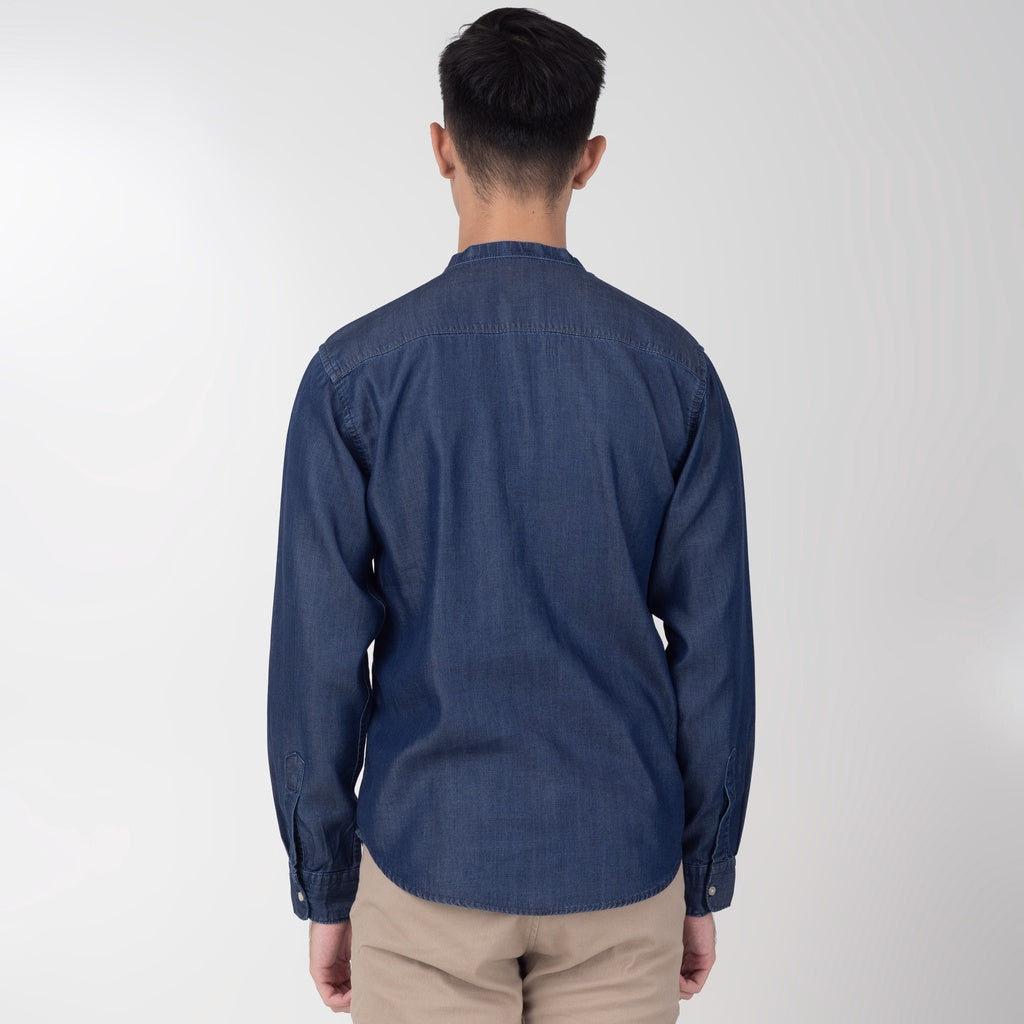 Benhill Kemeja Koko Pria Denim Lengan Panjang  Navy Blue  25-19309