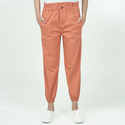 Benhill Celana  "Rae"  Stretch Wanita High Waist Jogger Pants Coral Pink  287-32491