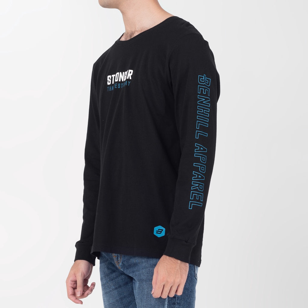 Benhill Kaos Grafis Katun 30s Combed Lengan Panjang Hitam 351-35272