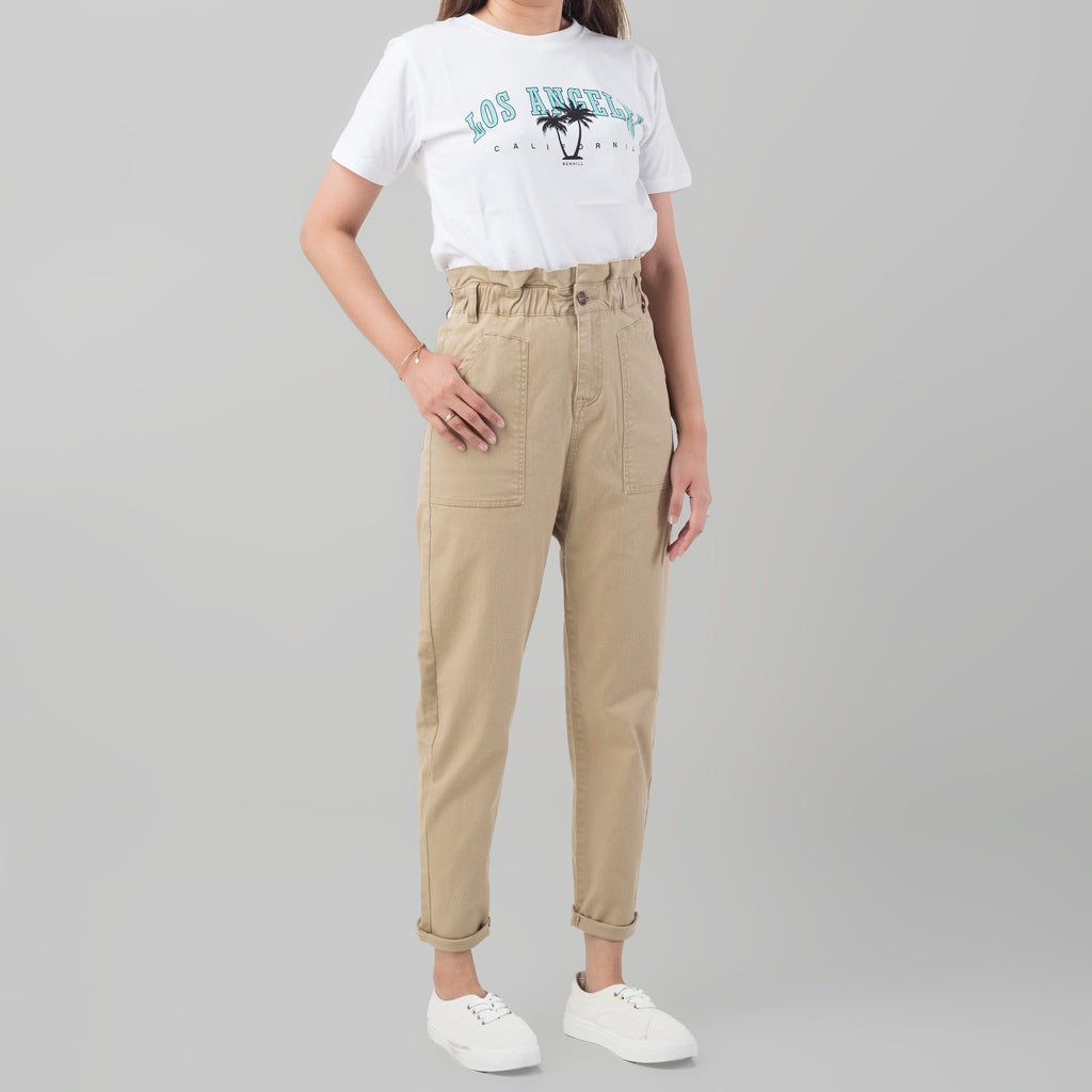 Benhill "Yeji" Celana Wanita High Waist Cream 881-32E0F