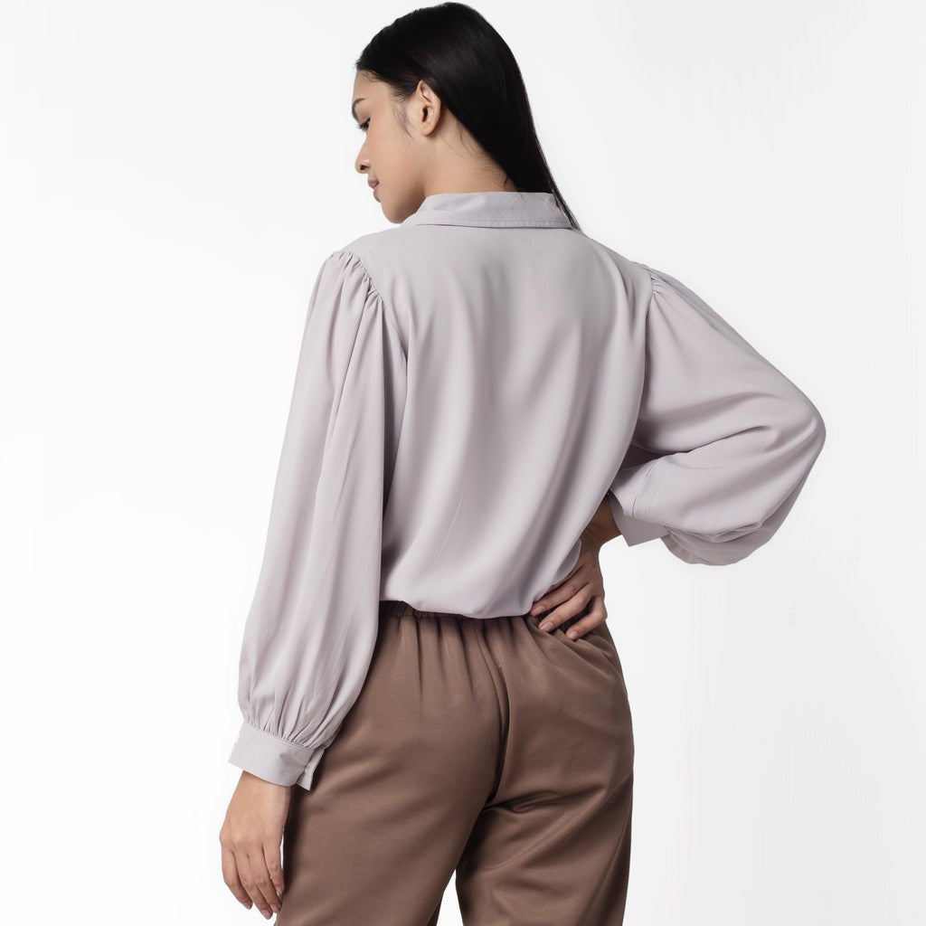 Benhill Kemeja Wanita " Seori" Tops Lengan Panjang Puff Grey 250-39879
