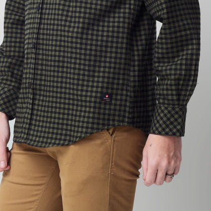 Benhill Kemeja Pria Flannel Lengan Panjang Kotak Olive 25274-11H33