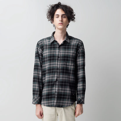 Benhill Kemeja Pria Flannel Lengan Panjang Kotak Hijau 29229-21733
