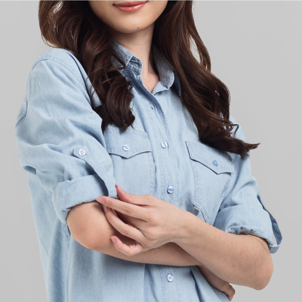 Benhill Kemeja Tunik Jeans Wanita Lengan Panjang Light Blue 0734-19311