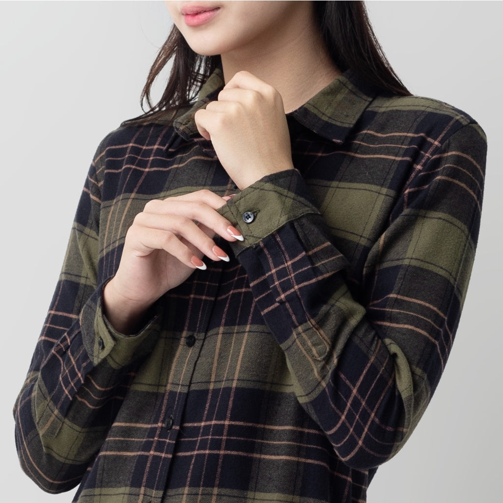 Benhill Kemeja Tunik Flannel Wanita Kotak  Hijau  Army 1152-11S35