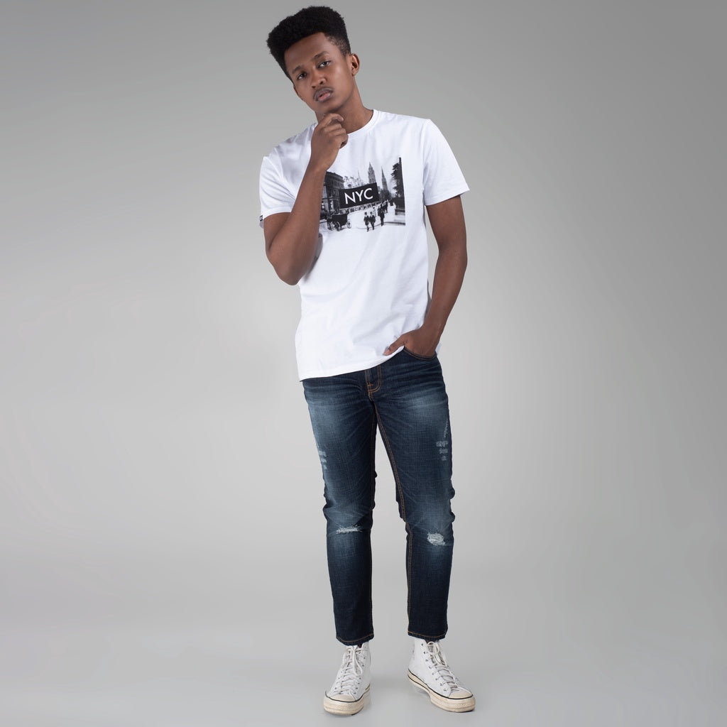 Benhill T-Shirt Grafis Katun 30s Combed Lengan Pendek Putih 453-474-39168