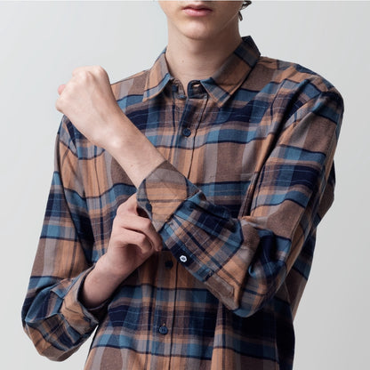 Benhill Kemeja Pria Flanel Panjang Kotak Biru 28166-67-11333