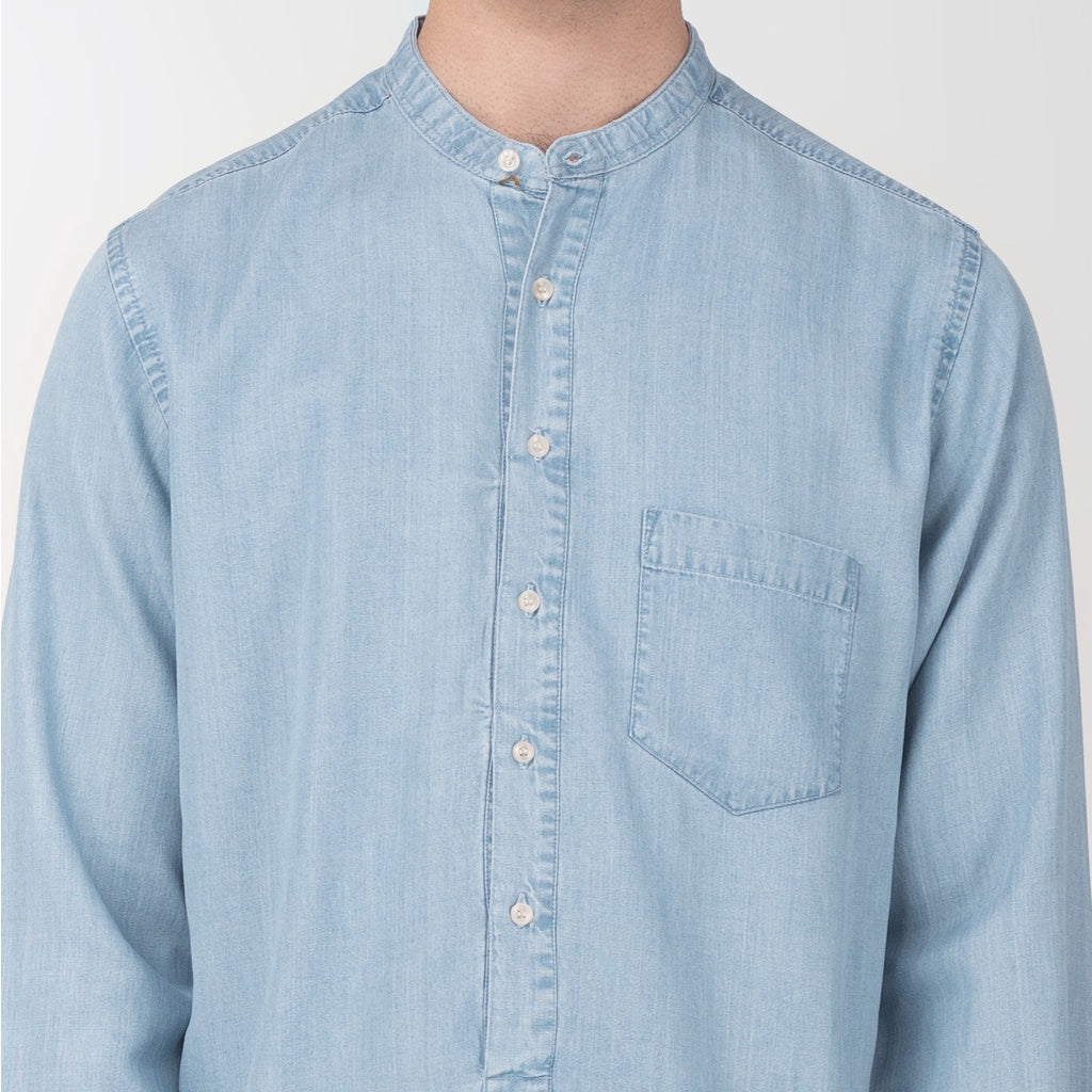 Benhill Kemeja Koko Pria Denim Lengan Panjang Light Blue 26-19309