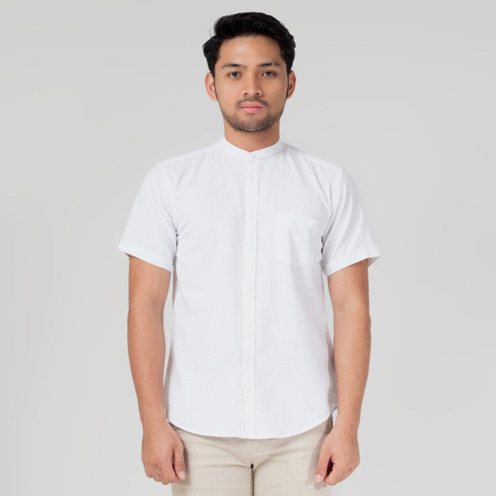 Benhill Kemeja Koko Pria Linen Polos Lengan Pendek White 28153-16110
