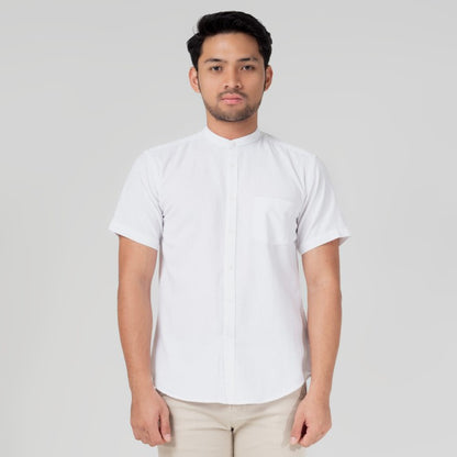 Benhill Kemeja Koko Pria Linen Polos Lengan Pendek White 28153-16110