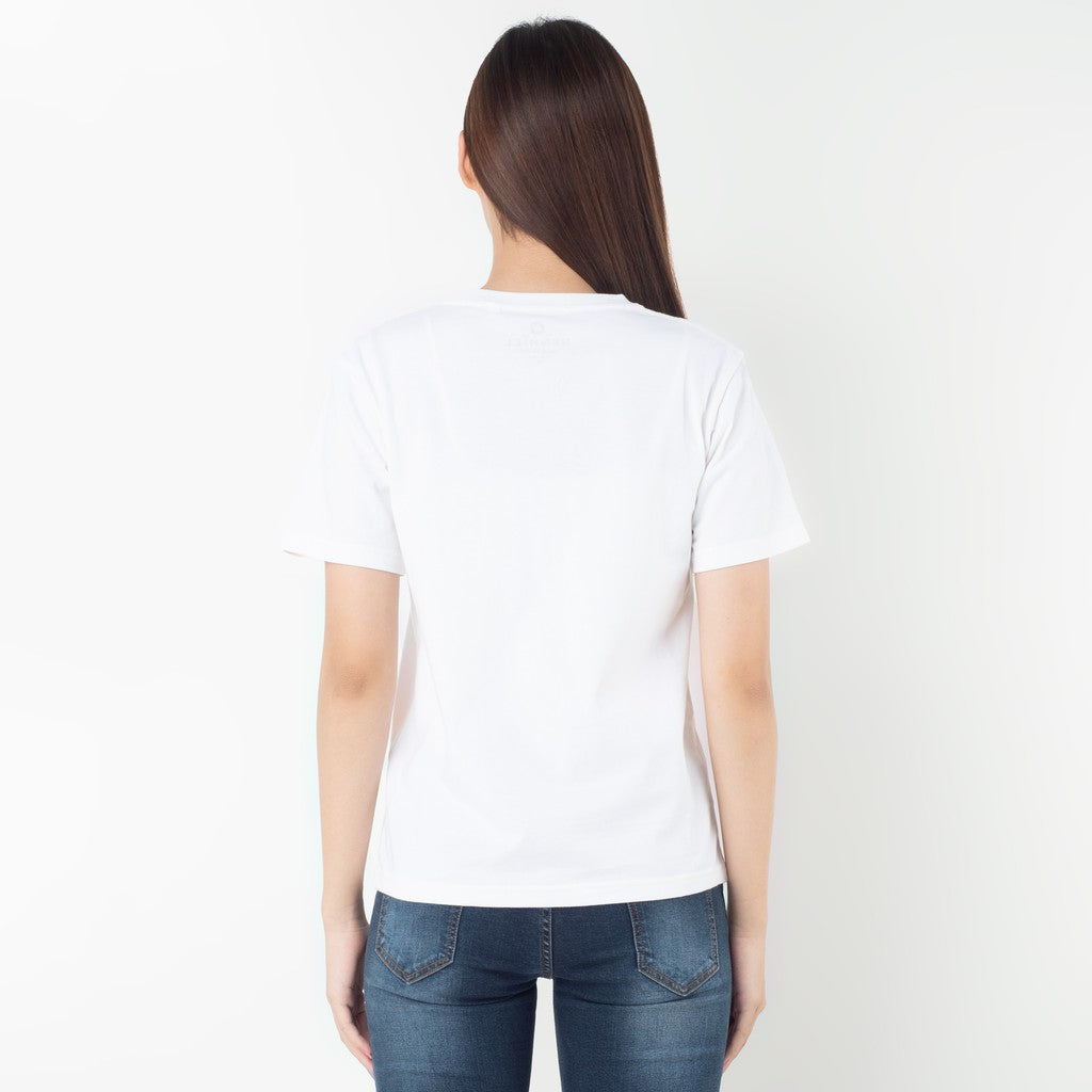 Benhill T-shirt Kaos Wanita Grafis Katun 24s Combed Lengan Pendek Putih 605-35186