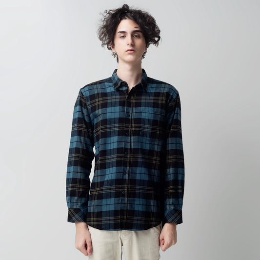 Benhill Kemeja Pria Flanel Panjang  Kotak Abu 28912-11633