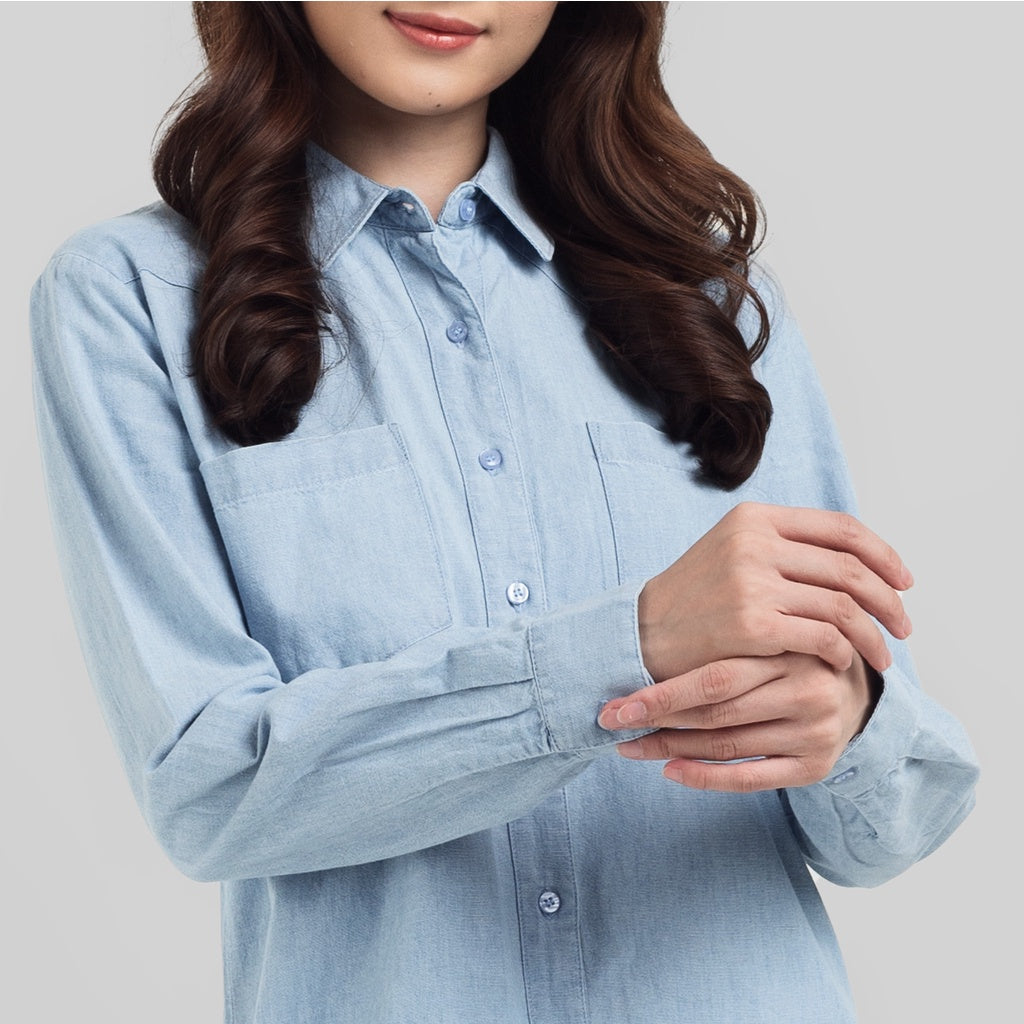 Benhill Kemeja Wanita Denim  Lengan Panjang Light Blue 821-19362