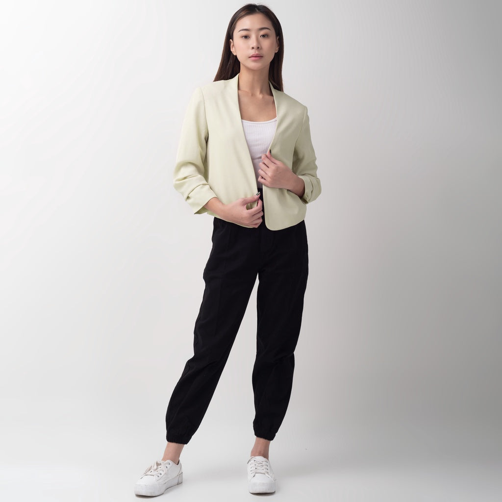 Benhill "Nayeon" Blazer Kerja / Outer Wanita Premium  Lengan Serut Sage Green 791-39799