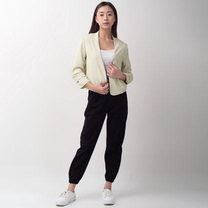 Benhill "Nayeon" Blazer Kerja / Outer Wanita Premium  Lengan Serut Sage Green 791-39799