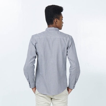 Benhill Kemeja Pria Flannel Lengan Panjang Kotak  Putih 27685-11633