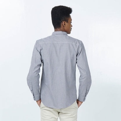 Benhill Kemeja Pria Flannel Lengan Panjang Kotak  Putih 27685-11633