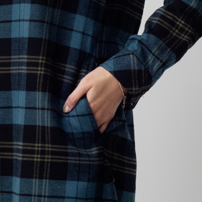 Benhill Kemeja Tunik Flannel Wanita Kotak Abu 1154-11635