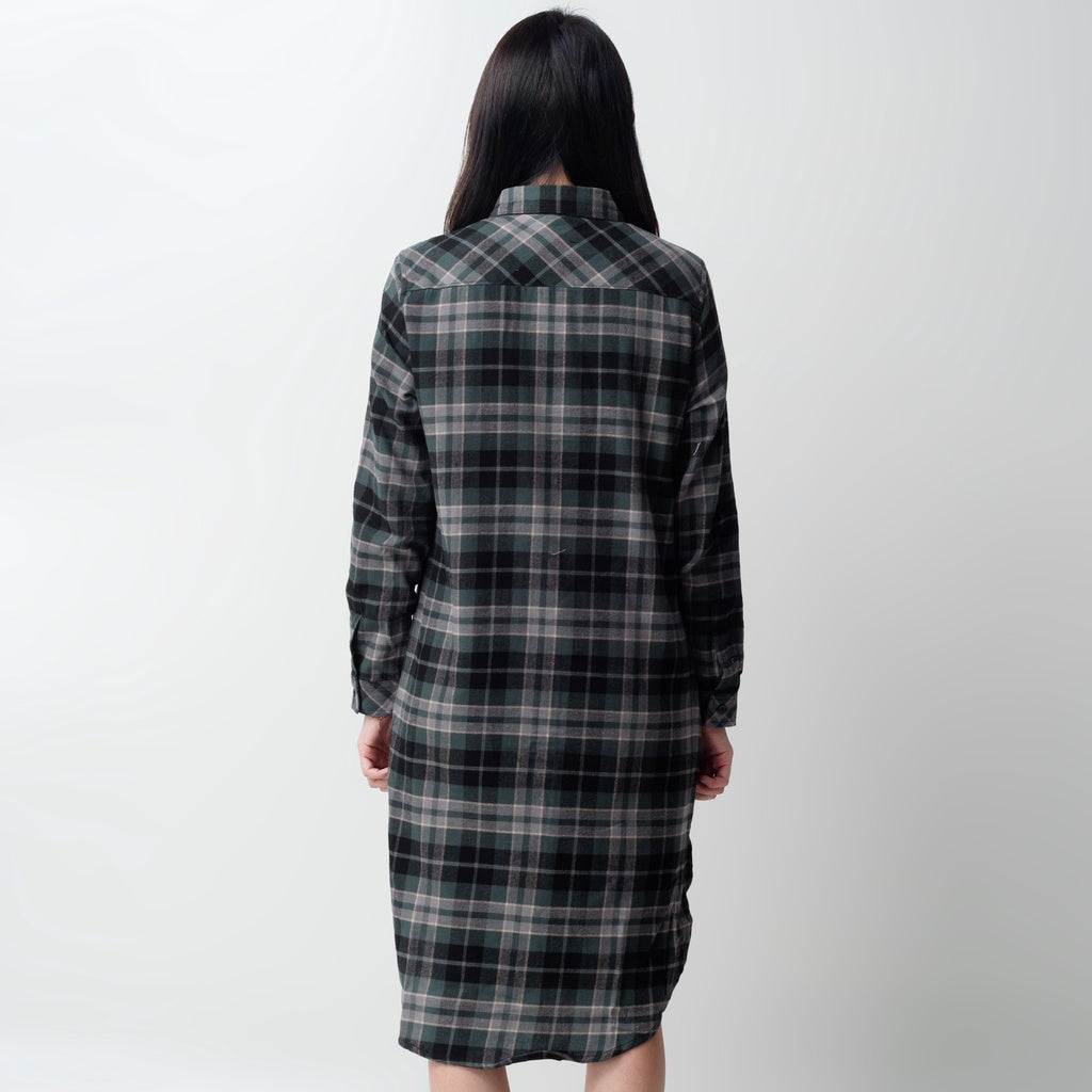 Benhill Kemeja Tunik Flannel Wanita Kotak Hijau 1160-21735