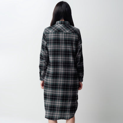 Benhill Kemeja Tunik Flannel Wanita Kotak Hijau 1160-21735
