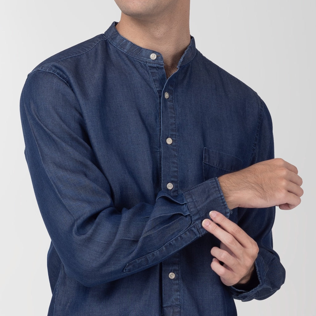 Benhill Kemeja Koko Pria Denim Lengan Panjang  Navy Blue  25-19309