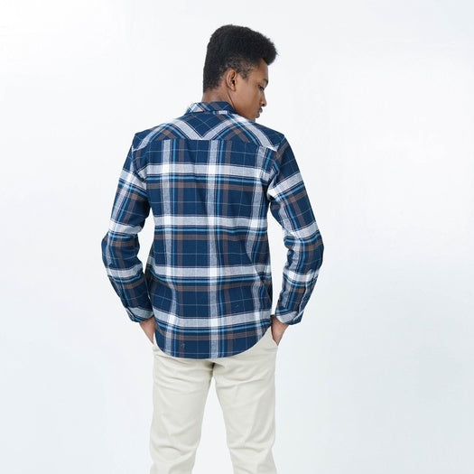 Benhill Kemeja Pria Flannel Lengan Panjang  Kotak Biru 41-11333