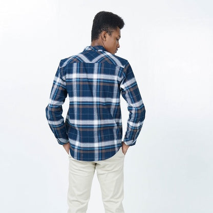 Benhill Kemeja Pria Flannel Lengan Panjang  Kotak Biru 41-11333