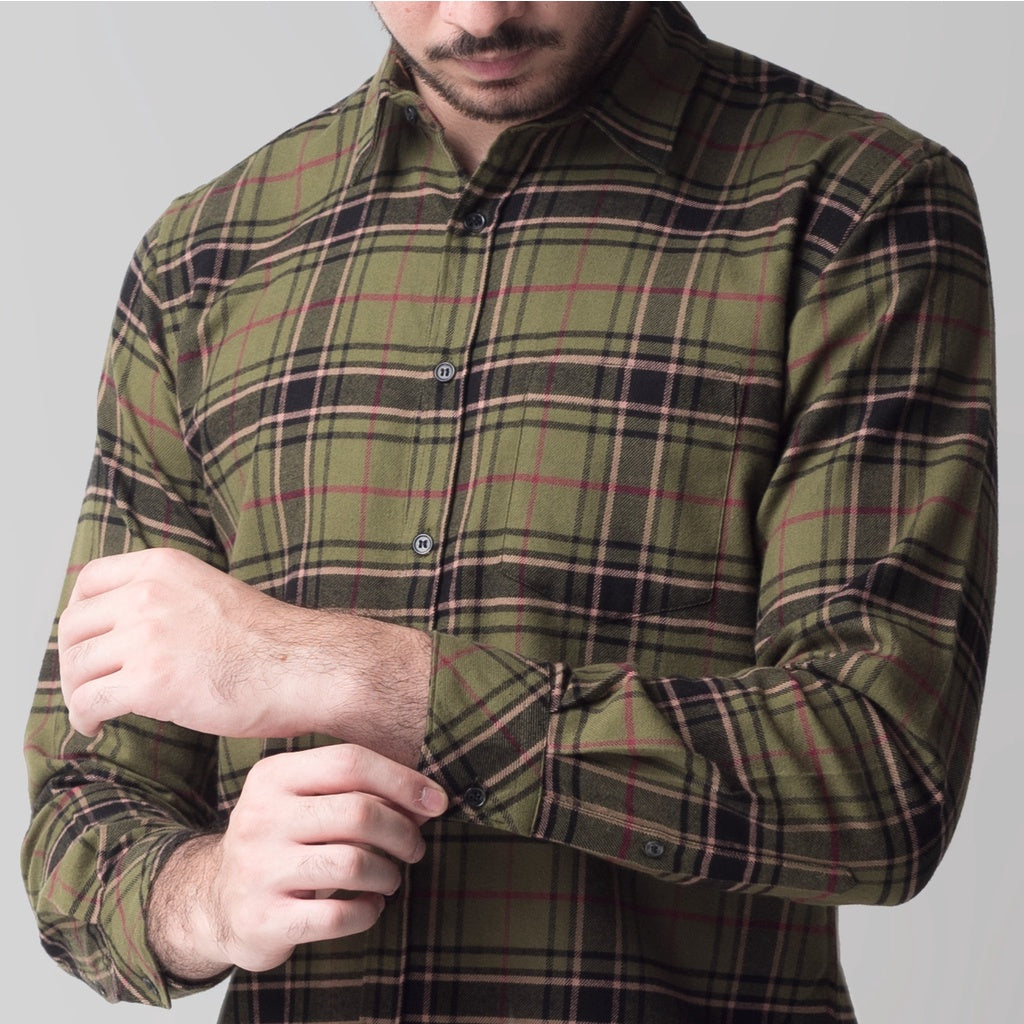 Benhill Kemeja Pria Flannel Lengan Panjang  Kotak Hijau 28068-11733