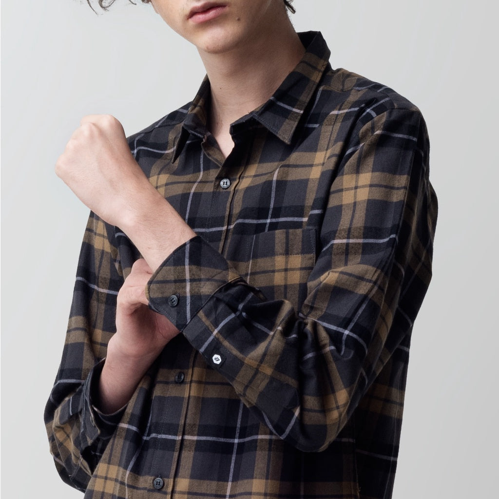 Benhill Kemeja Pria Flanel Panjang Kotak Abu 25272-11633