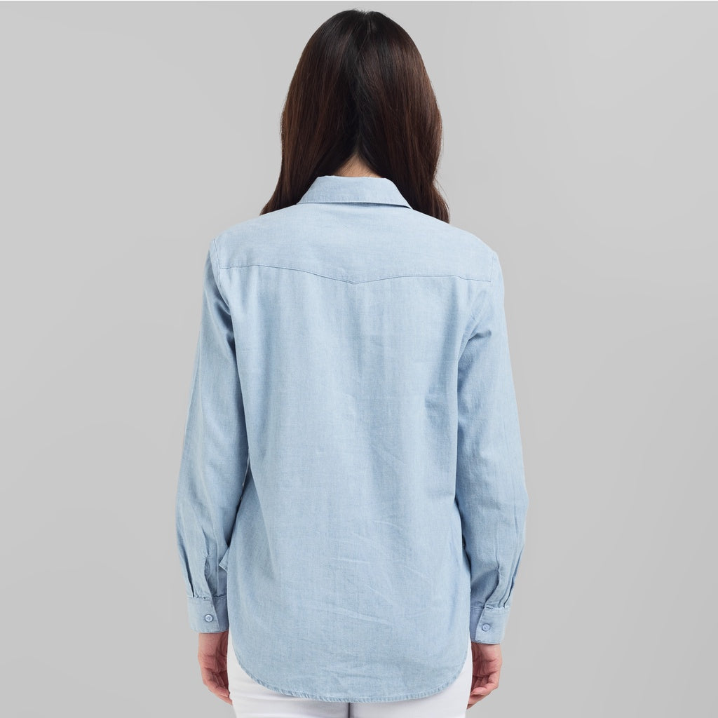 Benhill Kemeja Wanita Denim  Lengan Panjang Light Blue 821-19362