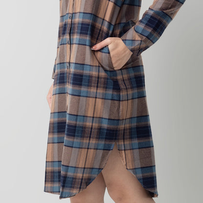 Benhill Kemeja Tunik Flannel Wanita Kotak  Biru 0745-11335