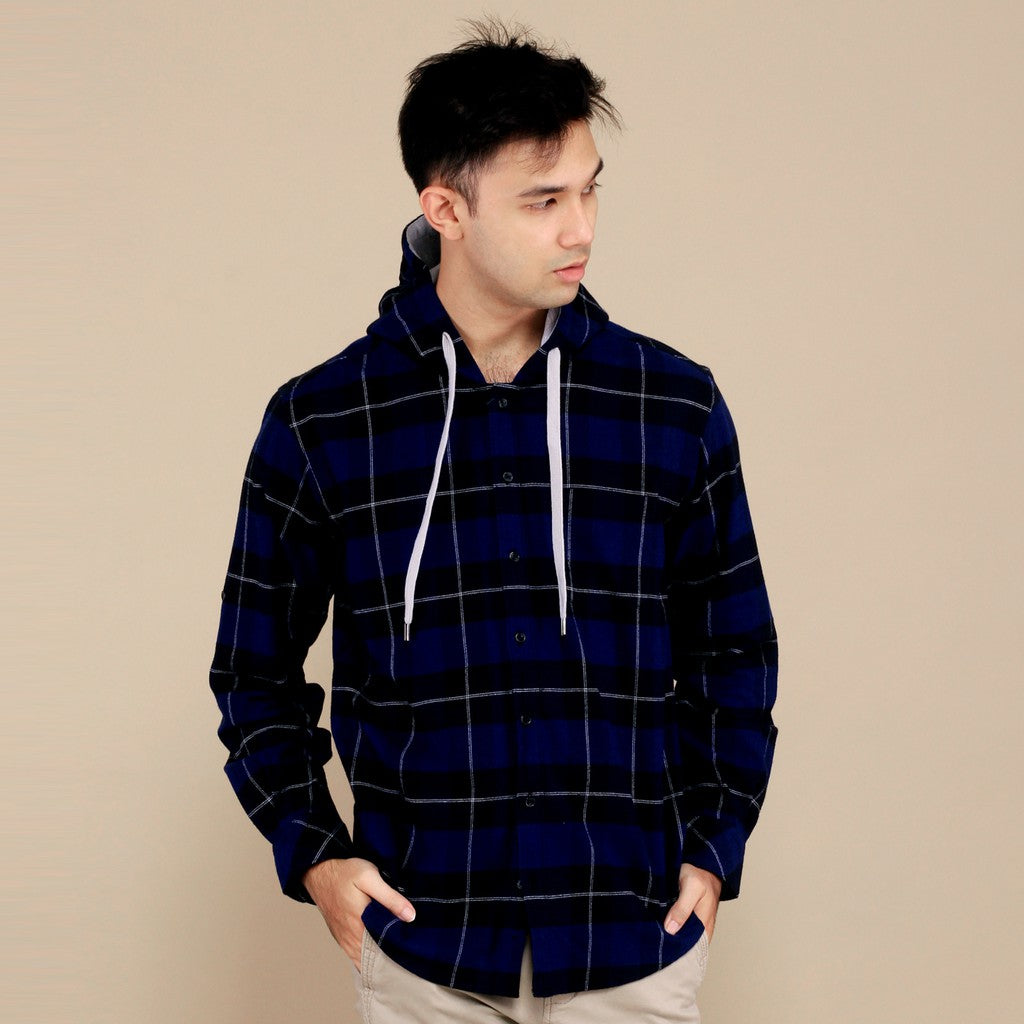 Benhill Hoodie Flannel Kotak Biru 27373-74-11338