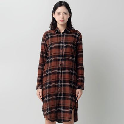 Benhill Kemeja Tunik Flannel Wanita Kotak  Coklat 1153-11535