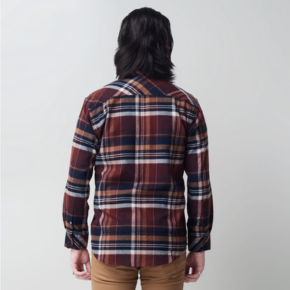 Benhill Kemeja Pria Flannel Lengan Panjang Kotak Coklat 29408-11533