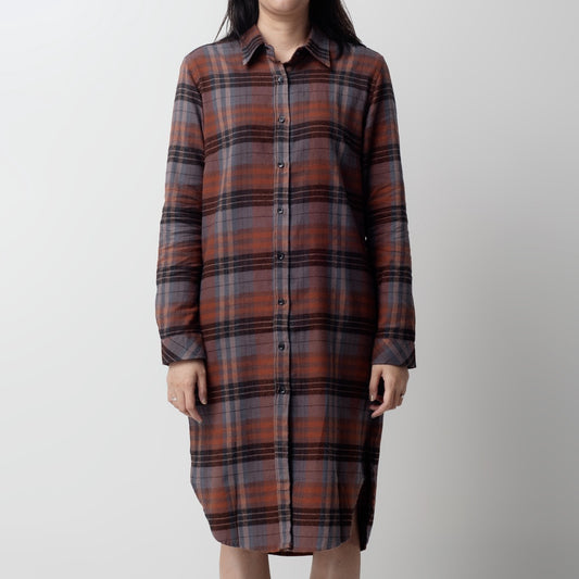 Benhill Kemeja Tunik Flannel Wanita Kotak Coklat 1157-11535