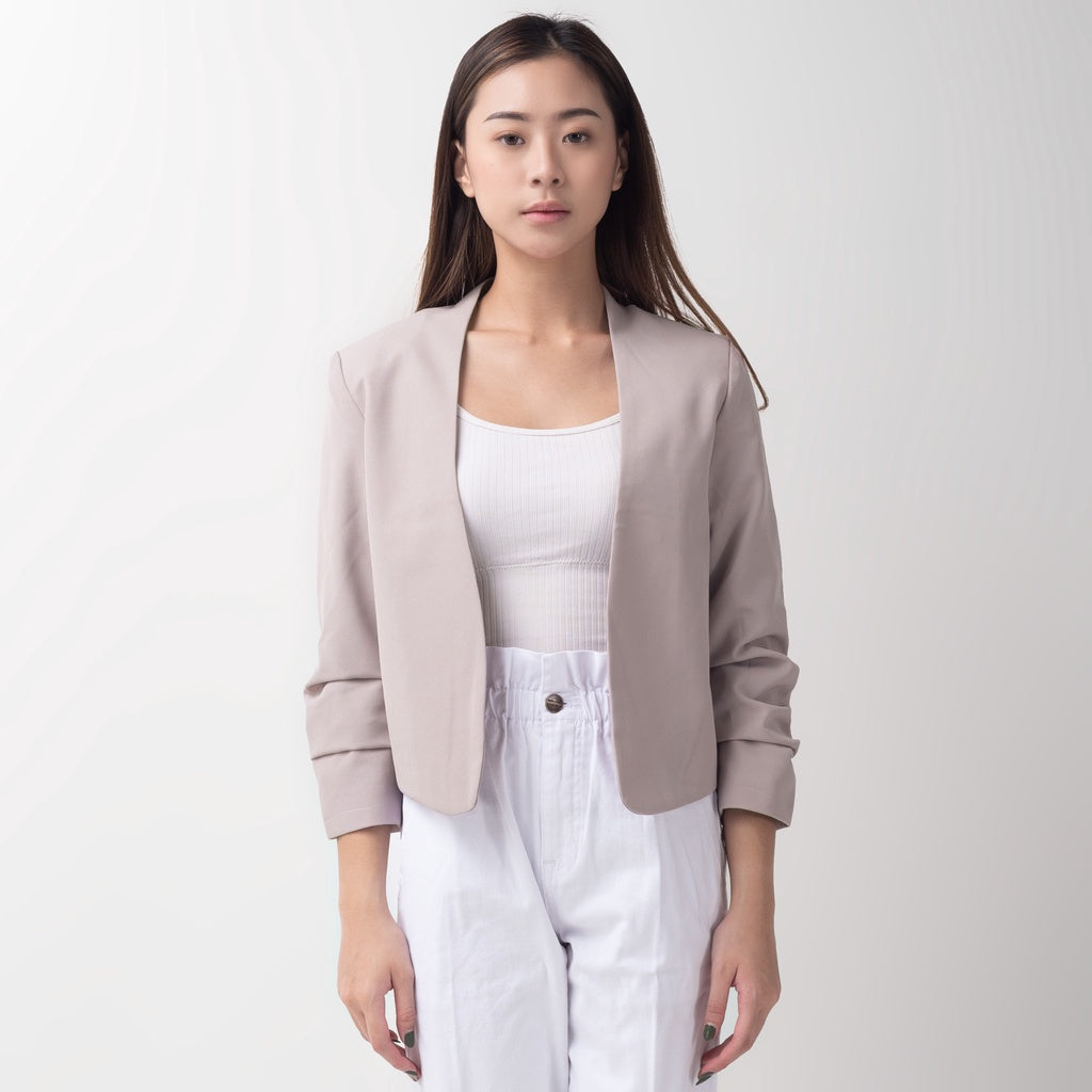 Benhill "Nayeon" Blazer Kerja / Outer Wanita Premium  Lengan Serut  Dusty Pink 798-39J99